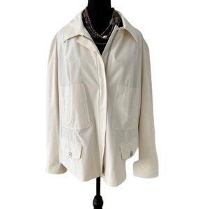 ZENOBIA Lightweight Lined Zip Front Jacket Made Canada Silk Blend Neutral Office